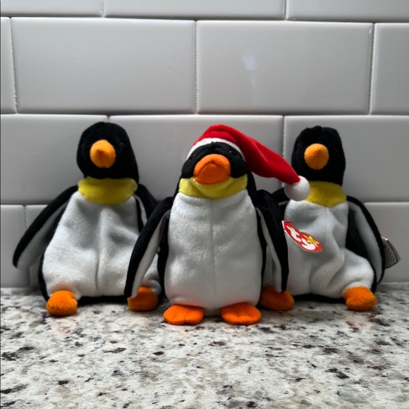 Ty Other - Ty Beanie Baby Penguin Plush Trio - Black, White, Orange